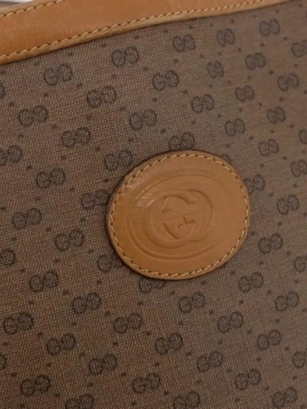 GUCCI Micro GG Shoulder Bag PVC Beige Auth 190555